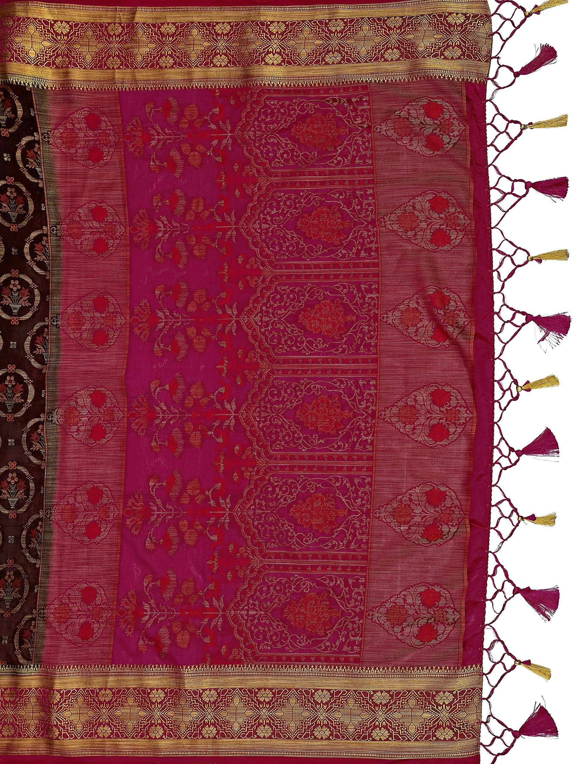 Mimosa Women's Kanjivaram Art Silk Burgundy Saree - Distacart