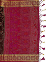 Thumbnail for Mimosa Women's Kanjivaram Art Silk Burgundy Saree - Distacart