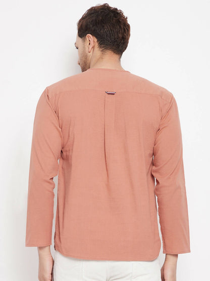 Even Apparels Brown Pure Cotton Men's Kurta With Slit Neckline - Distacart