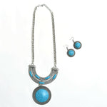 Thumbnail for Mominos Fashion Johar Kamal Oxidised Silver-Plated Stone Work Long Necklace Handicraft Sky Blue - Distacart