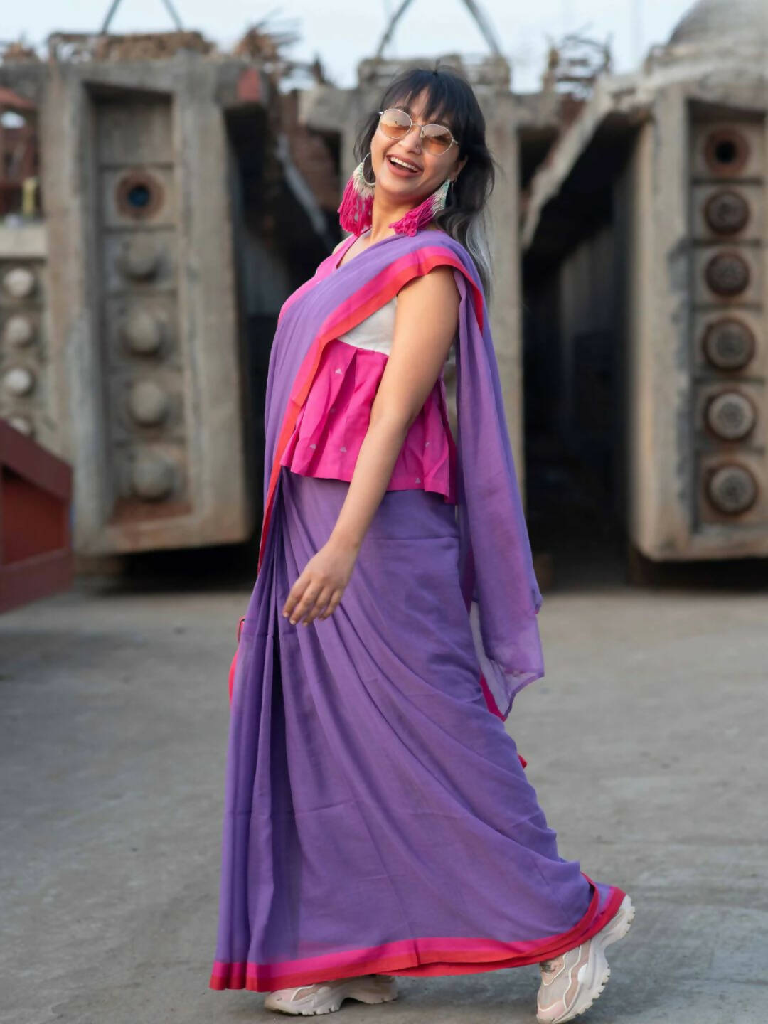 Suta Lavender Solid Mul Cotton Saree - Distacart