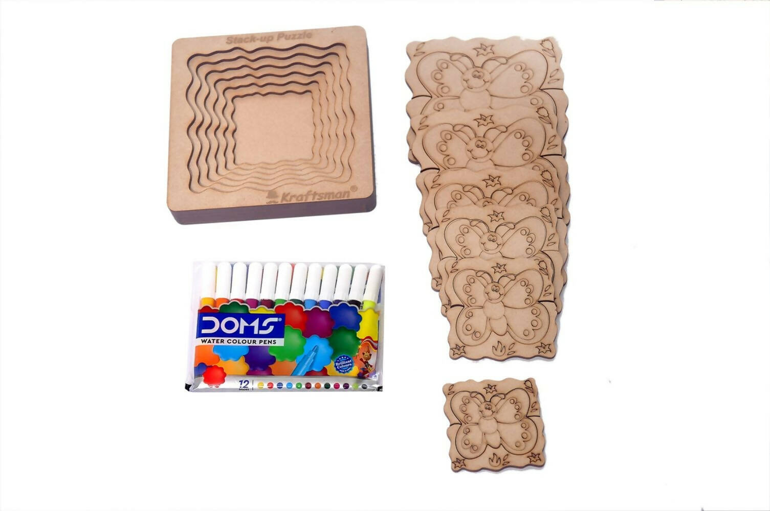 Kraftsman Stack up Puzzles/ Layered Puzzle Butterfly Shape for Kids | Color Kit Included | 18 Pieces Puzzle - Distacart