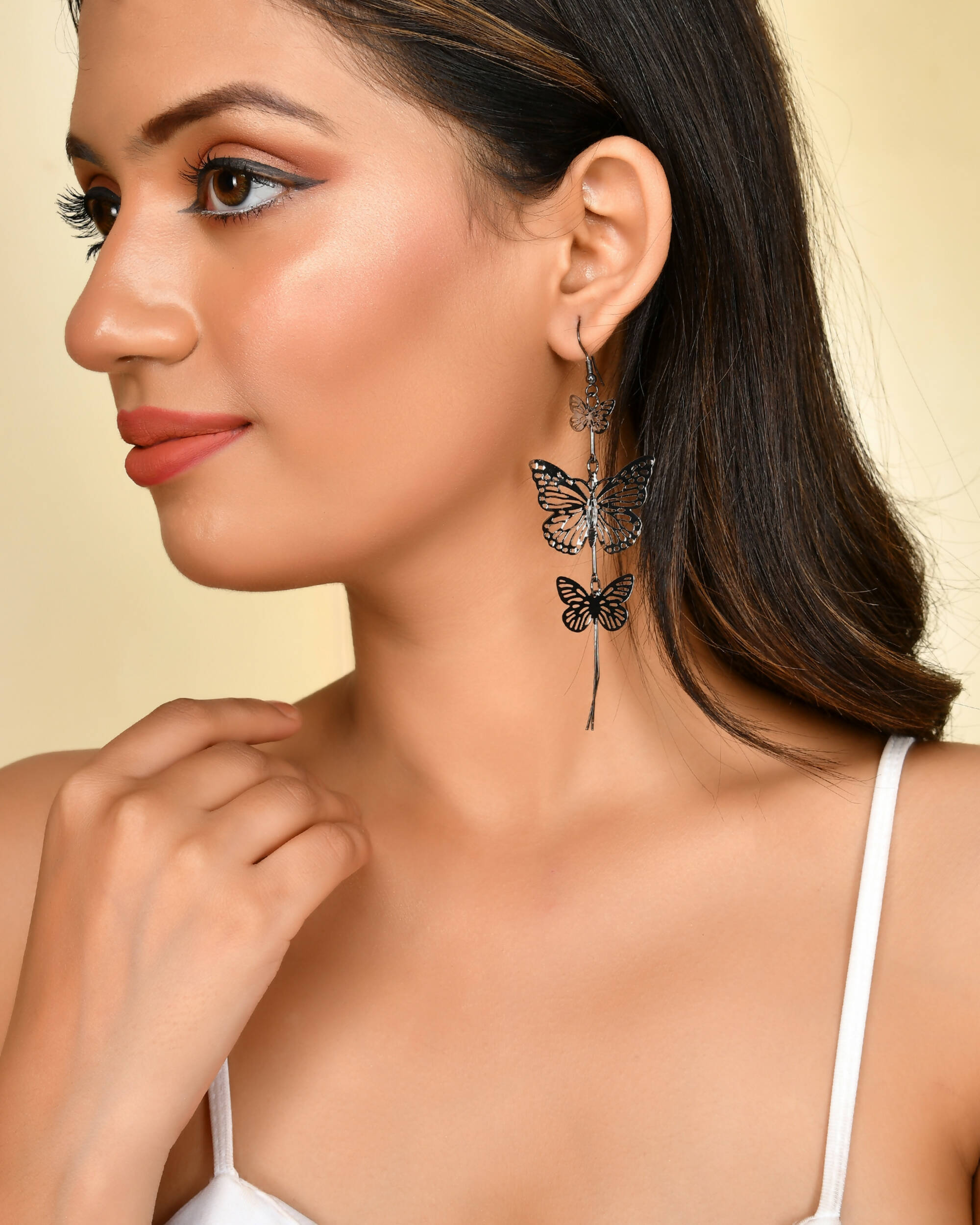 VOJ Women Rhodium-Plated Butterfly style Stainless Steel Drops & Danglers Earrings - Distacart