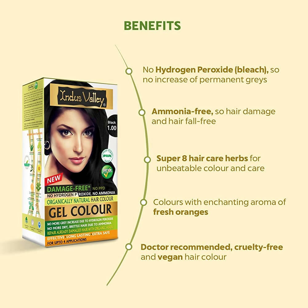 Indus Valley Damage-Free Gel Hair Color-Black - Distacart