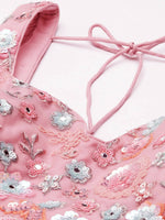 Thumbnail for House of Panchhi Pink Net Sequins, Mirror and thread embroidery Lehenga choli & Dupatta - Distacart