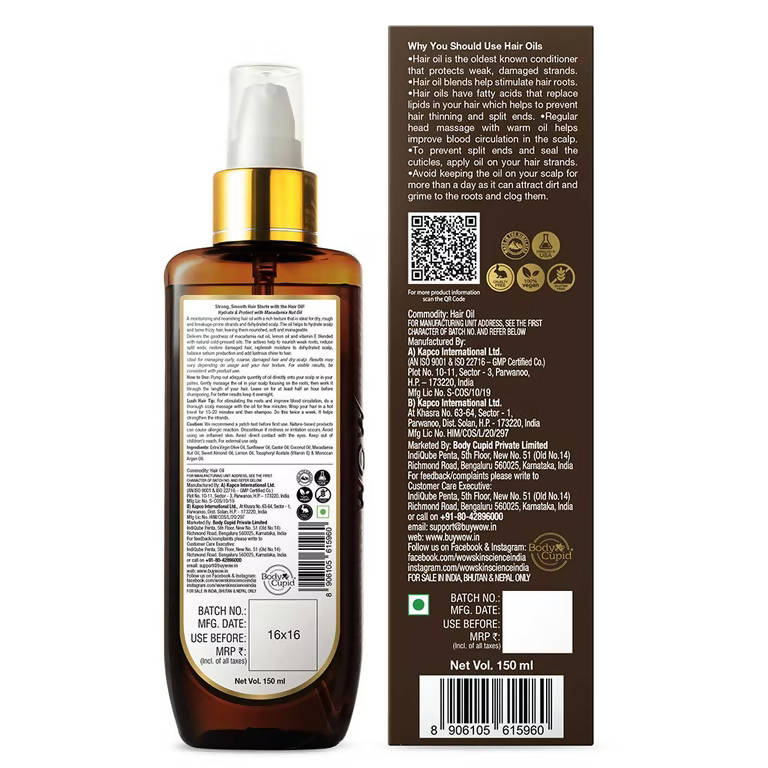 Wow Skin Science Macadamia Nut Hair Oil - Distacart