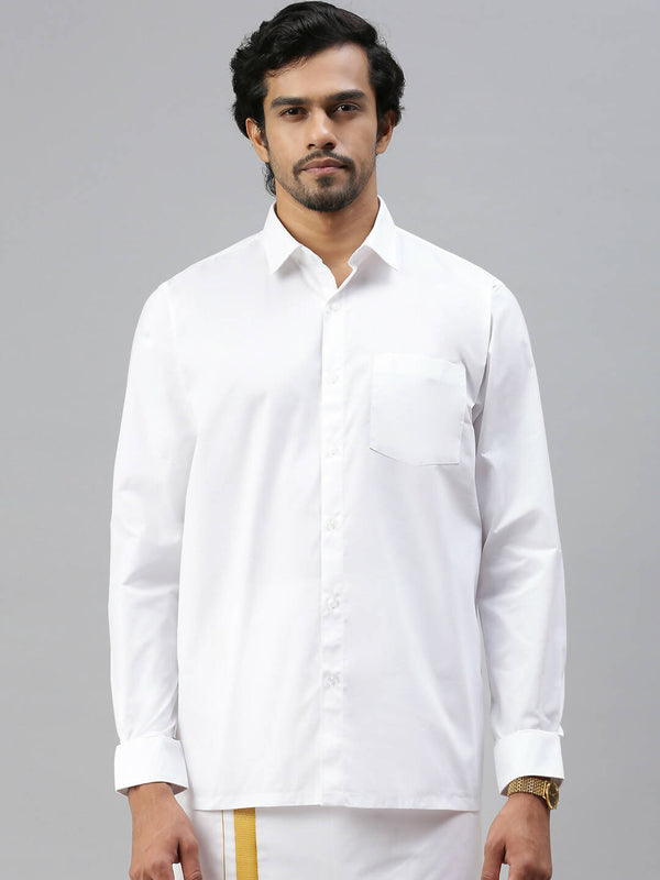 Buy Ramraj Cotton Mens Luxury Cotton Full Sleeve White Shirt Online at Best  Price | Distacart
