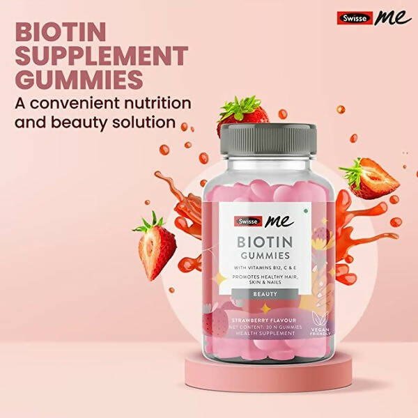Swisseme Biotin Gummies With Vitamin B12, C & E For Healthy Hair & Nails - Distacart