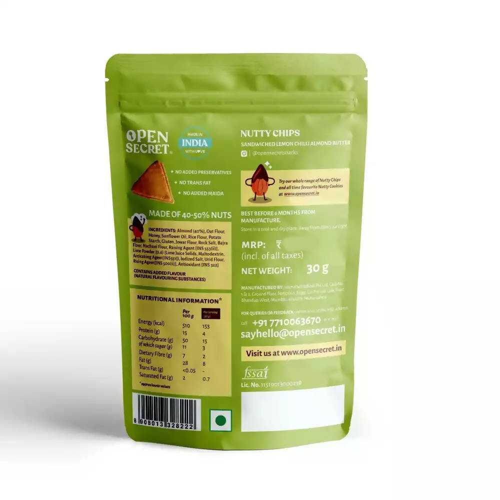 Open Secret Lemon Chilli Almond Butter Nutty Chips - Distacart