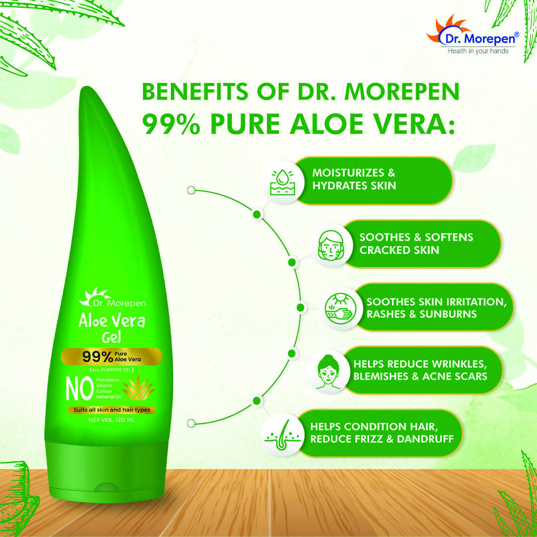 Dr. Morepen 99% Pure Aloe Vera Gel for Glowing Skin & Healthy Hair - Distacart