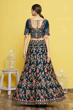 Thumbnail for Blue Silk Semi-Stitched Wedding Bridal Lehenga - Nimaya - Distacart