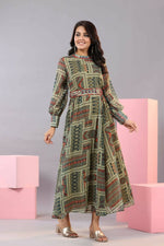Thumbnail for Juniper Women Green Chiffon Printed Maxi Dress - Distacart