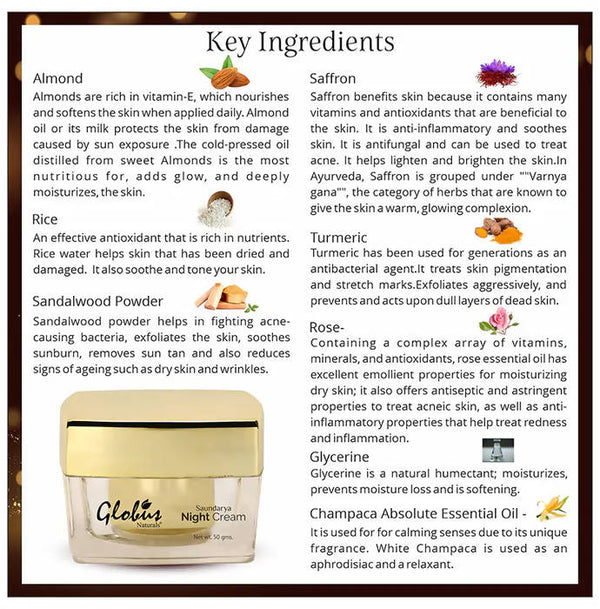 Globus Naturals Saundarya Night Cream - Distacart