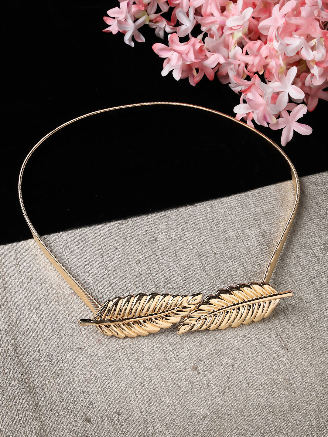 NVR Women Circular Gold Plated Stretchable Metal Belt - Distacart