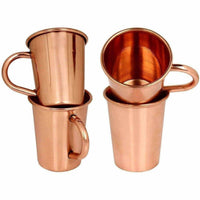 Thumbnail for Small Solid Copper Glasses with Handle Set of 4