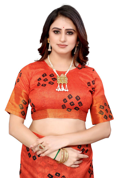 Vamika Ethnic Fire Black Jari Border Linen Saree - Distacart