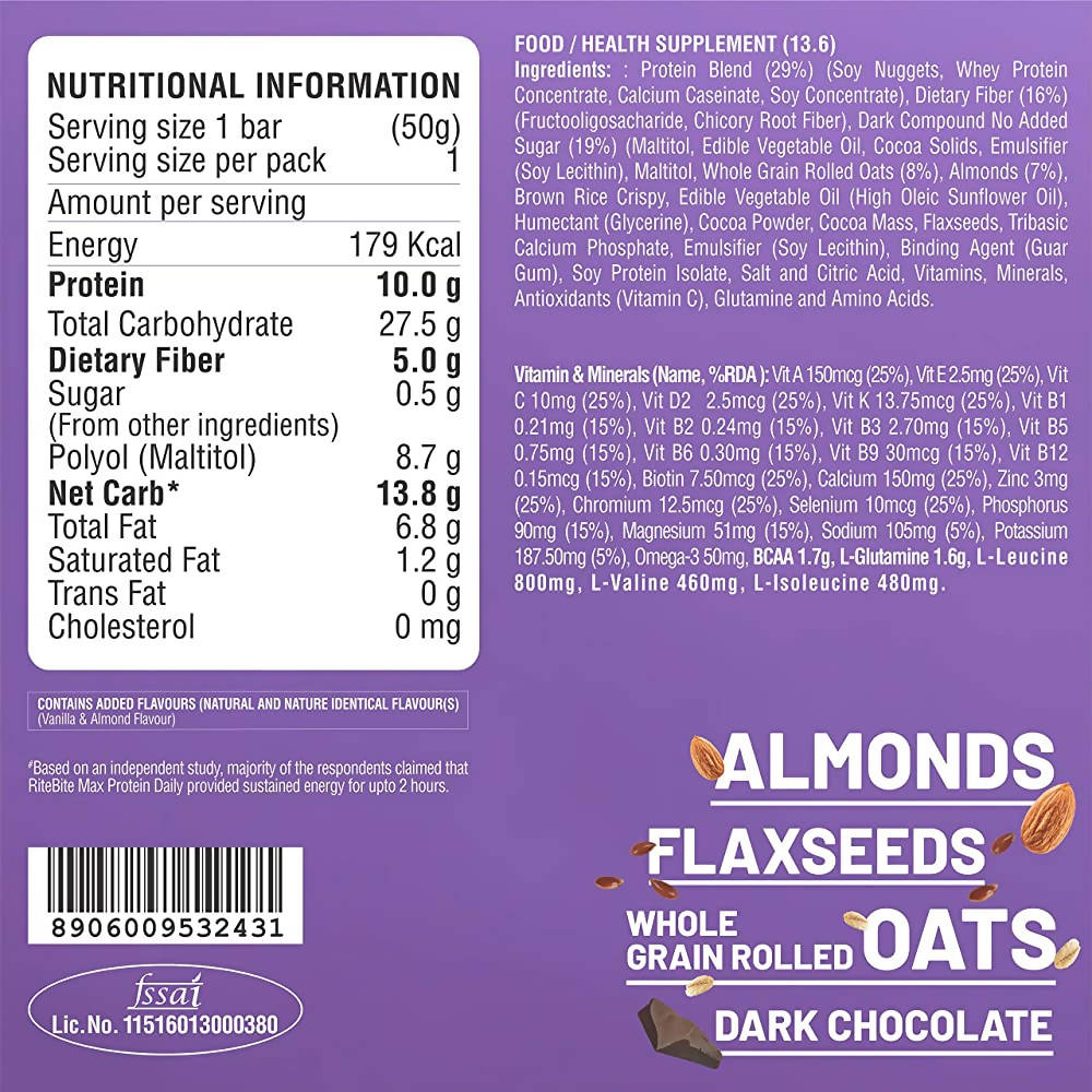RiteBite Max Protein Ultimate Choco Almond Bar - Distacart