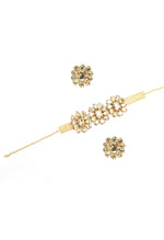 Thumbnail for Mominos Fashion Joharkamal Gold-Plated Brass Finish Stone Choker For Women & Girls (Golden) - Distacart