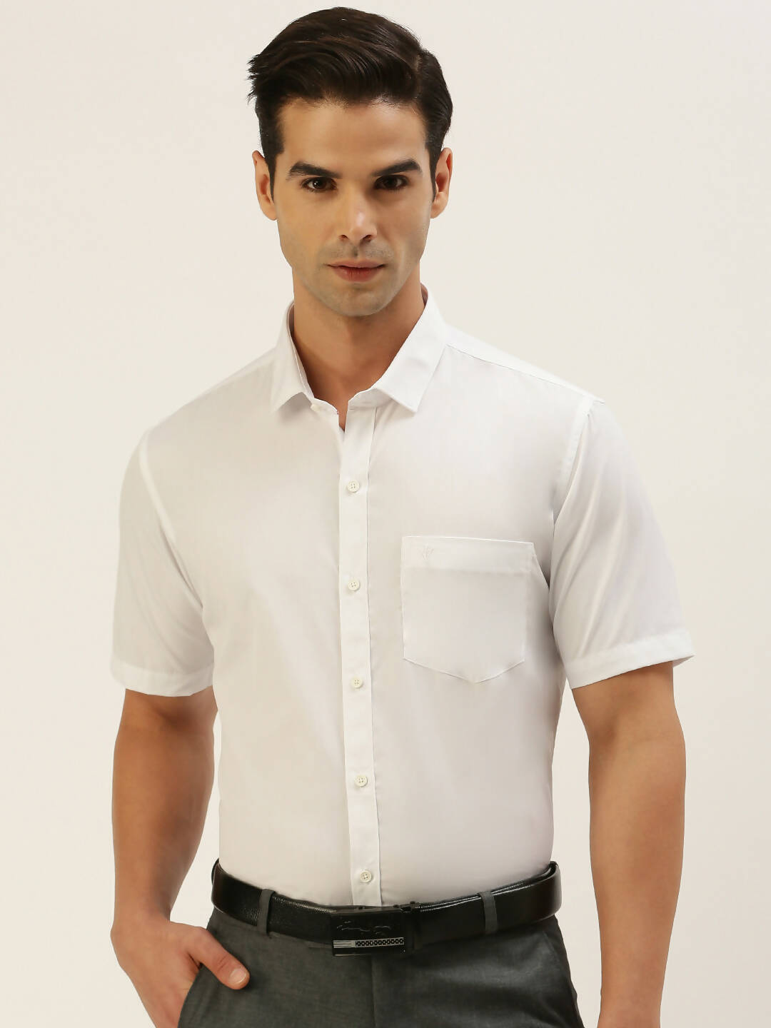 Ramraj Cotton Mens Half Sleeve Formal Poly Cotton White Shirt - Distacart
