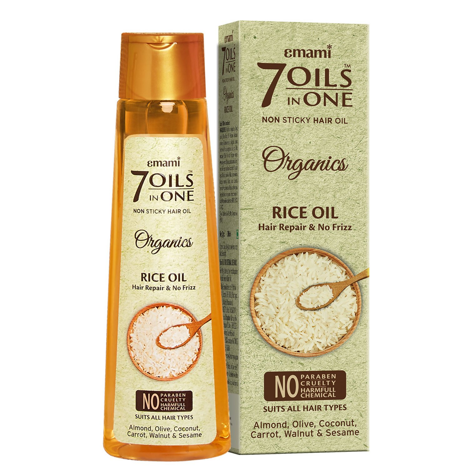 Emami 7 Oils In One Organics Rice Hair Oil - Distacart