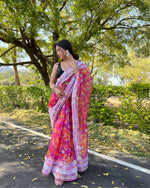 Thumbnail for Vamsee Pink Organza Saree - Distacart