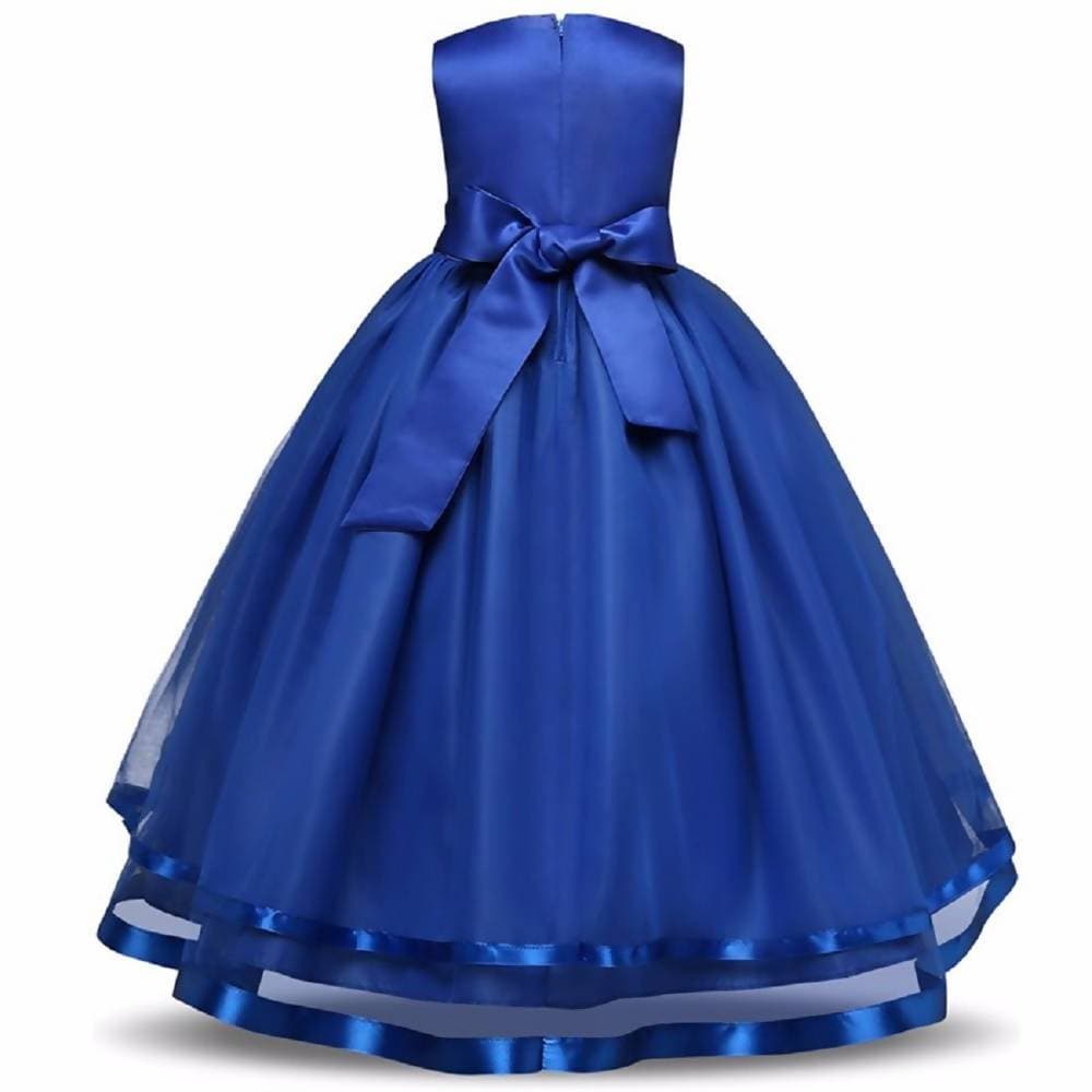 Asmaani Baby Girl's Royal Blue Color Satin A-Line Maxi Full Length Dress (AS-DRESS_22062) - Distacart