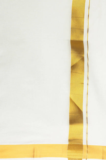 Ramraj Cotton Mens Cotton 1 1/2 " Gold Jari Dhoti - Kora - Distacart
