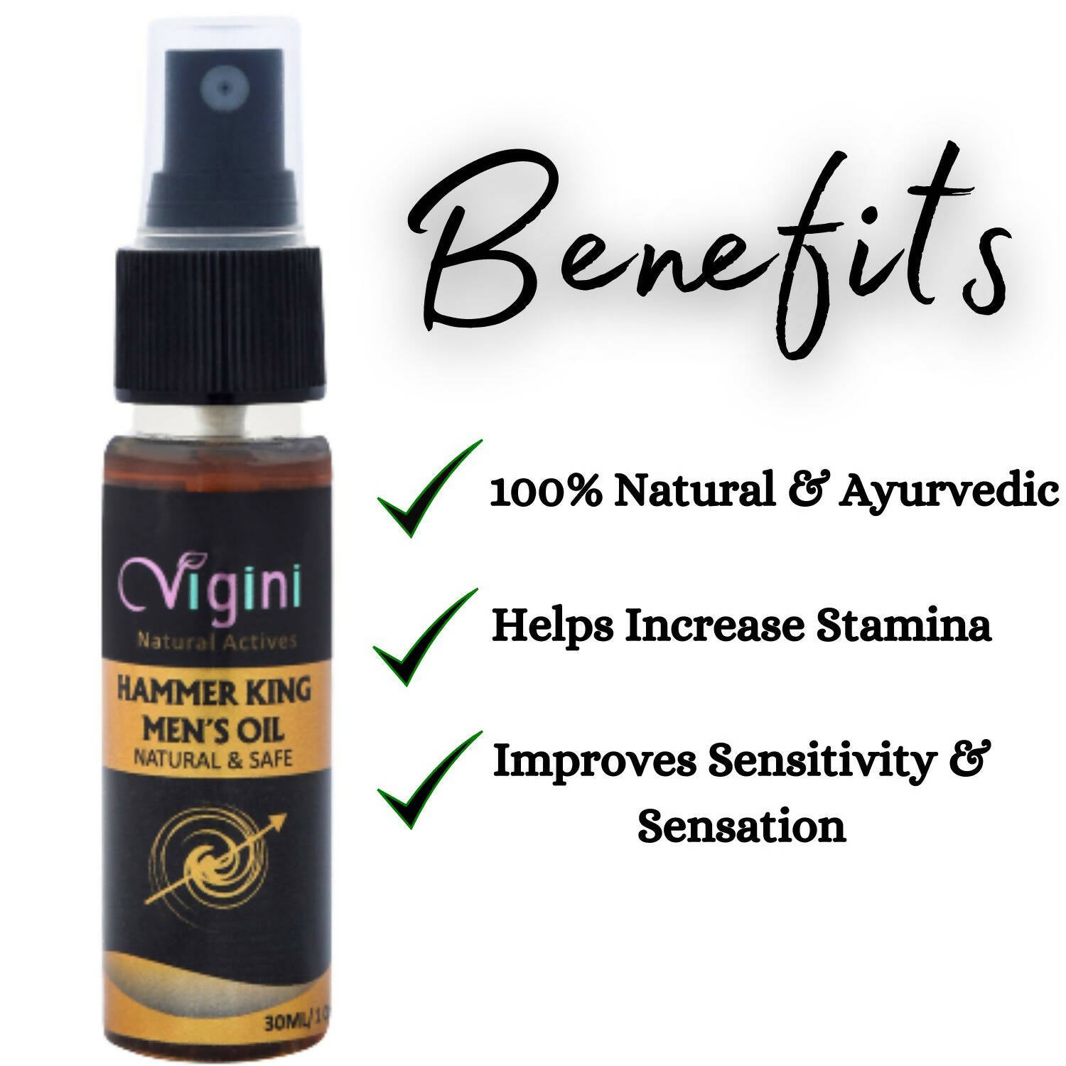 Vigini Natural Hammer King Lubricating Massage Oil for Men with Tulsi Ylang Ylang Clary Sage Essential Oils - Distacart