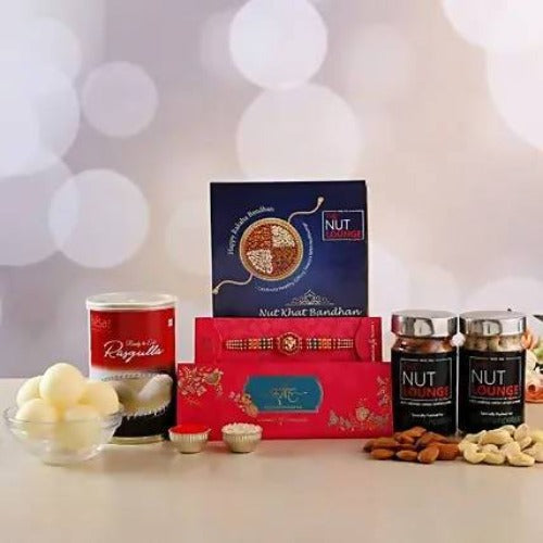 Ganesha Rakhi With Dry Fruits & Rasgulla