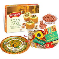 Thumbnail for Bikano Soan Cake and Masala Almonds Rakhi Puja Thali Gifts - Distacart