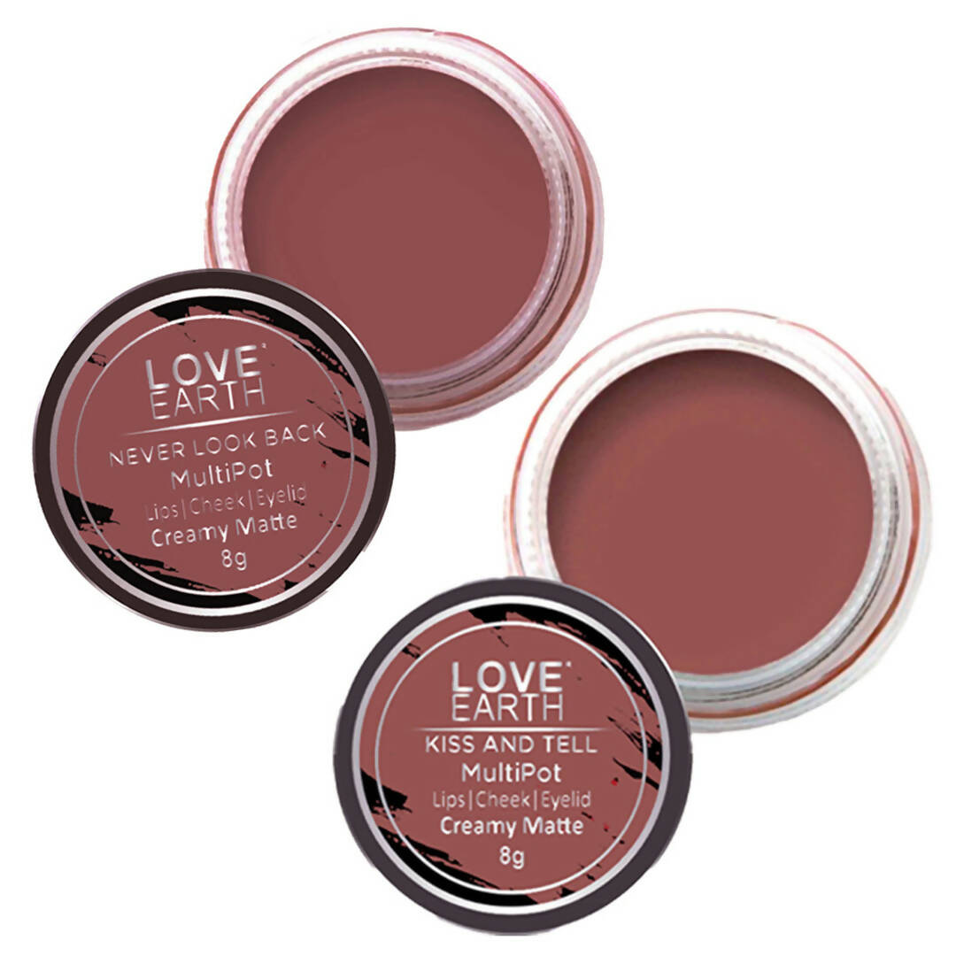 Love Earth Lip Tint & Cheek Tint Multipot Combo (Mauvish Pink & Ruby Pink) - Distacart