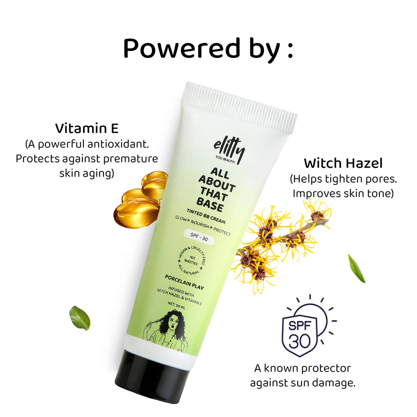 Elitty All About That Base Tinted BB Cream with SPF 30 - Porcelain Play - Distacart