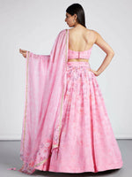 Thumbnail for House of Panchhi Coral colour Organza Floral design digital print Semi-Stitched Lehenga choli & Dupatta - Distacart