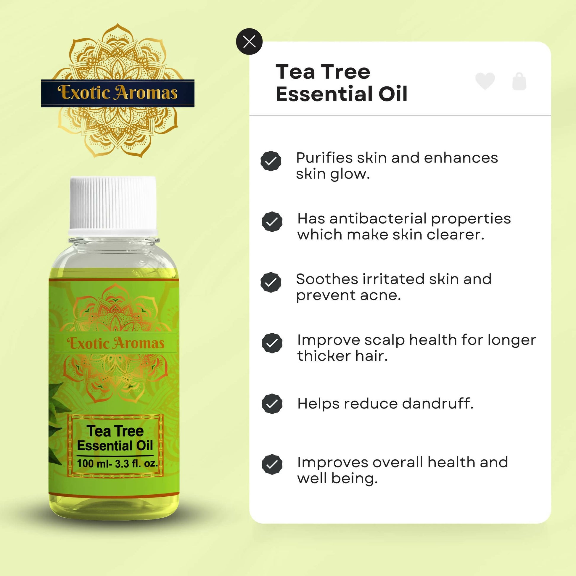 Exotic Aromas Tea Tree Essential Oil for Skin, Hair, Face, Acne Care - Distacart