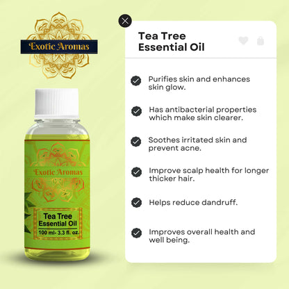 Exotic Aromas Tea Tree Essential Oil for Skin, Hair, Face, Acne Care - Distacart