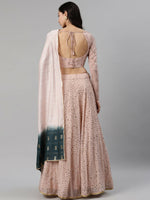 Thumbnail for Dusty Pink Georgette Sequence Work And Glistening Embellishments Lehenga Choli with Dupatta - Jivika - Distacart