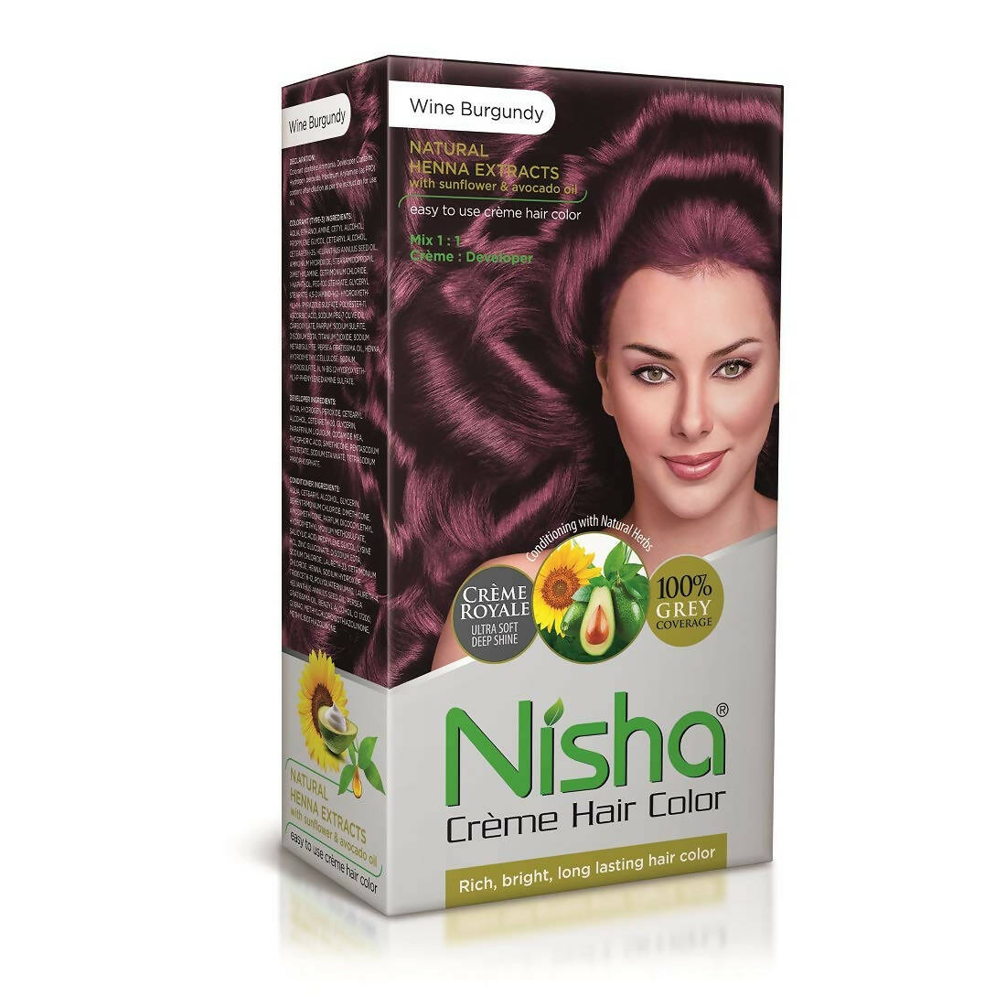 Nisha Creme Hair Color Wine Burgundy - Distacart