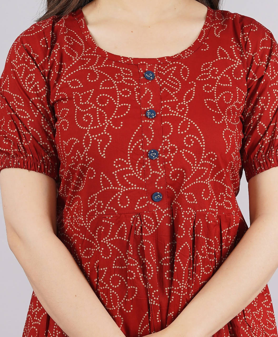 Vamika Red Cotton Printed Party Wear/Casual Wear Kurti - Distacart