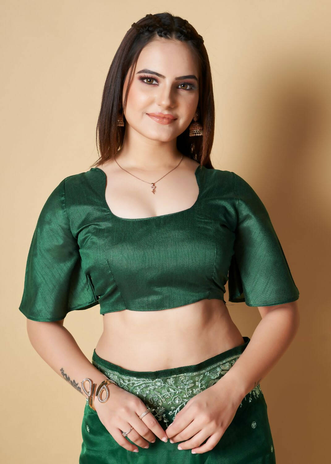 Vamsee Green Organza Saree - Distacart