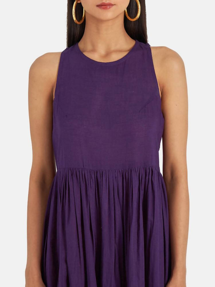 Suta Women's Purple Solid Fit and Flare Dress - Distacart