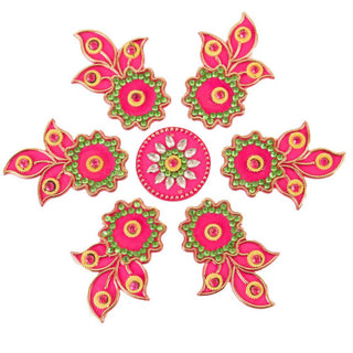 Kundan HandiKrafts Designer Flowed Rangoli Pink (Baby) - Distacart