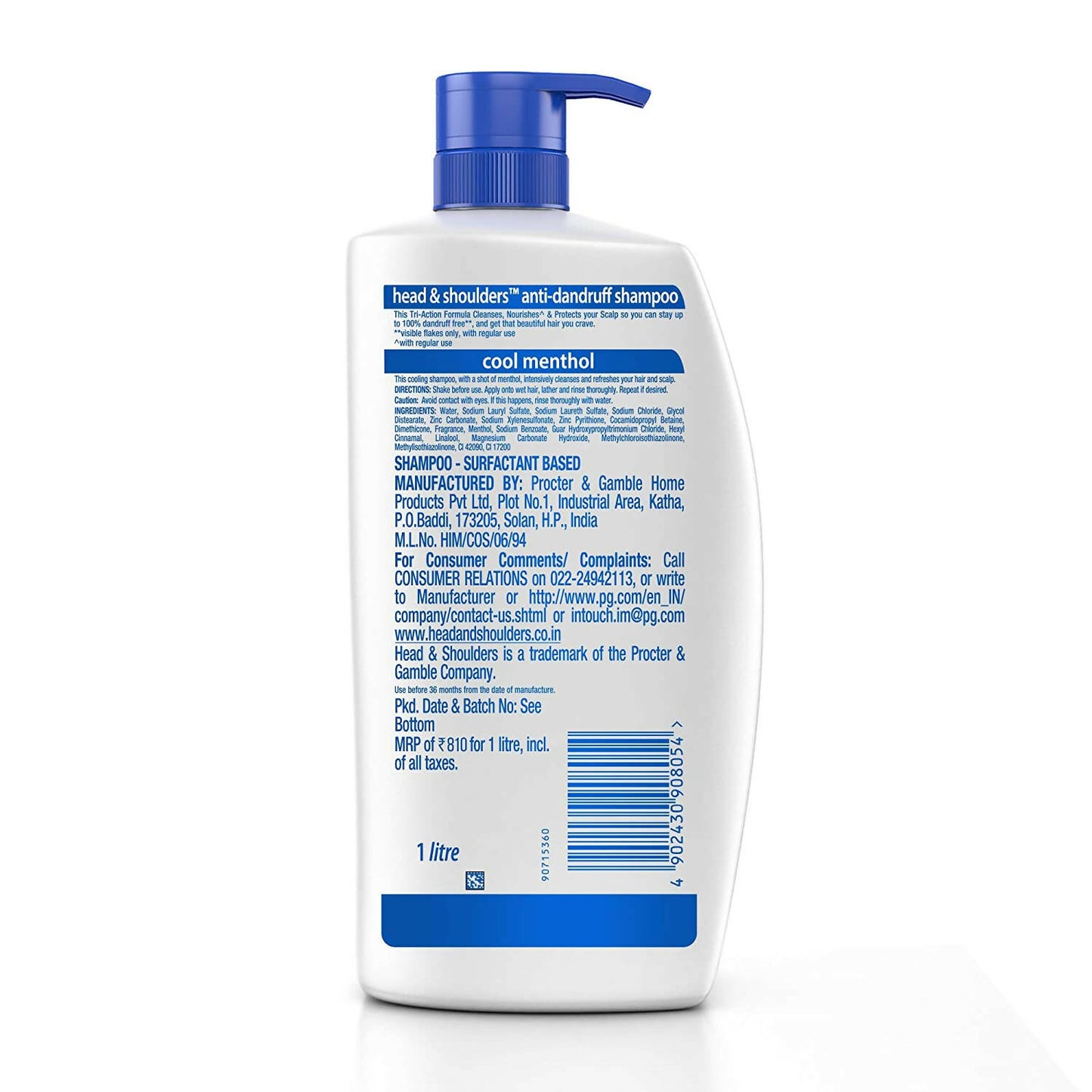 Head & Shoulders Cool Menthol Anti Dandruff Shampoo - Distacart