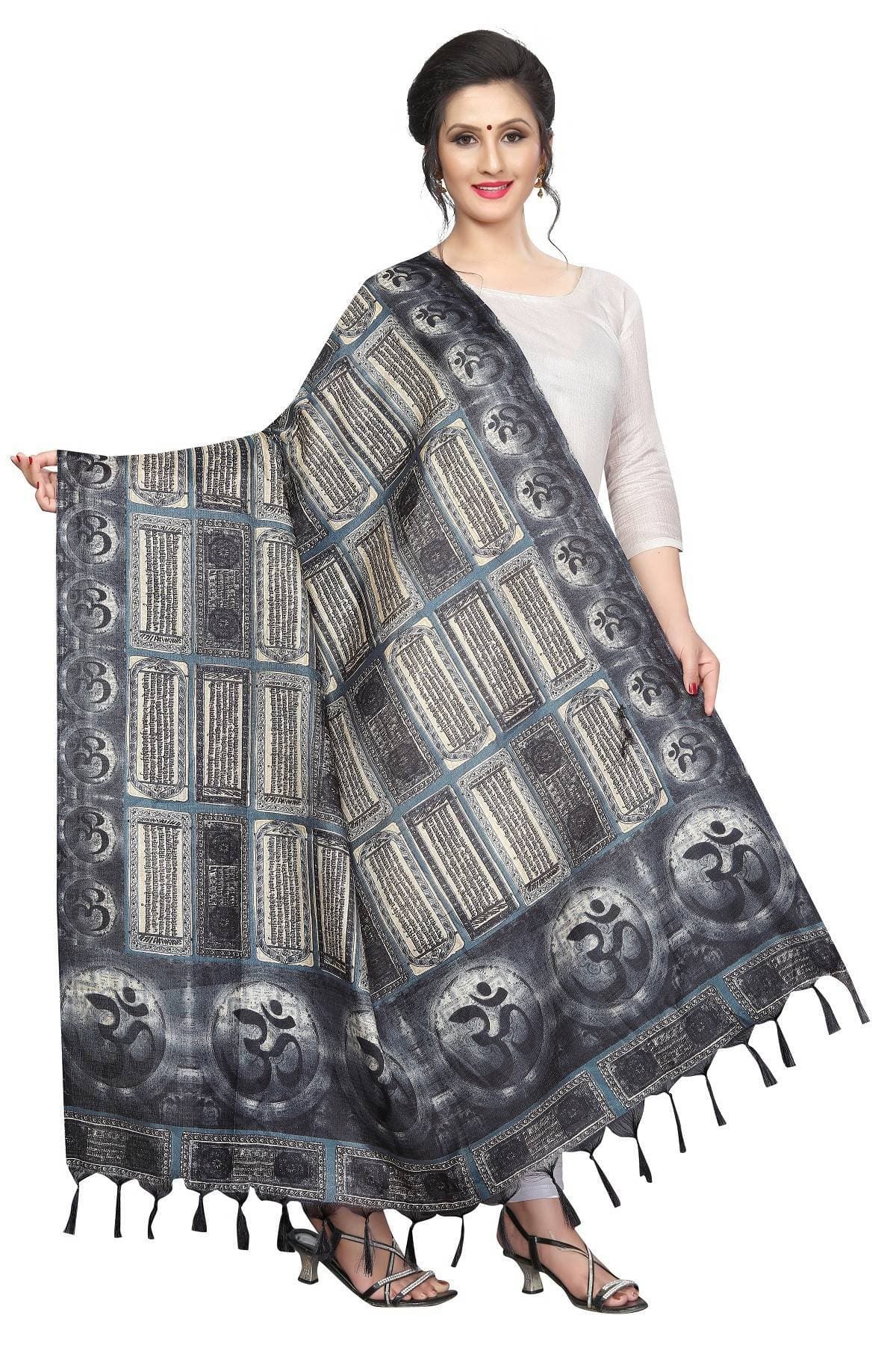 Vamika Trending Navy Printed Khadi Bhagalpuri Dupatta
