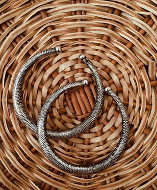 Mominos Fashion Oxidised Beautiful Silver-Plated Rajasthani design Anklets