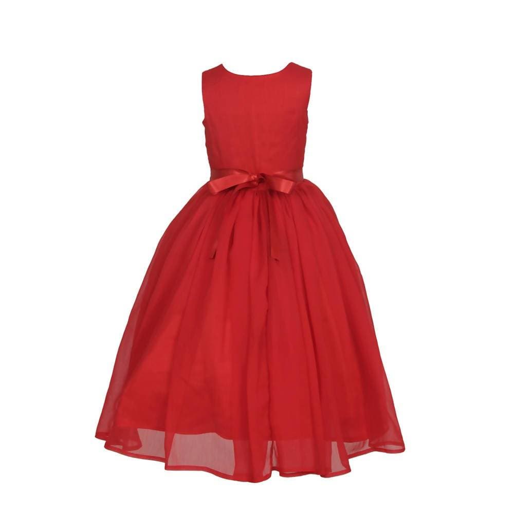Asmaani Baby Girl's Red Color Satin A-Line Maxi Full Length Dress (AS-DRESS_22019) - Distacart