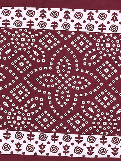 Vamika Printed Cotton White & Red Bedsheet With Pillow Covers (LEOC_CHUN_MR) - Distacart
