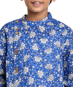 Thumbnail for Manet Boys Full Sleeves Flower Printed Ethnic Shirt - Blue - Distacart