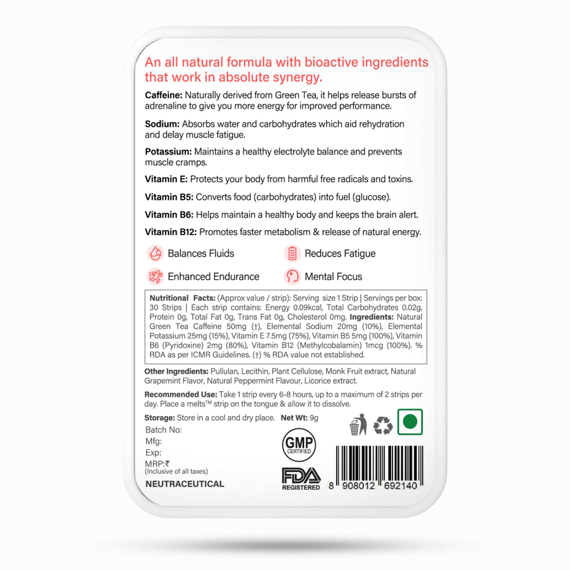 Wellbeing Nutrition Melts Instant Energy Oral Strips - Distacart