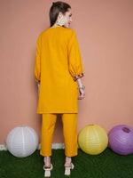 Thumbnail for Women Republic Mustard Cotton Kurta Set - Distacart
