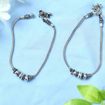 Thumbnail for Mominos Fashion Kamal Johar Oxidised Party Wear Silver Anklets